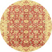 Round Abstract Chrome Gold Yellow Oriental Rug, abs3936