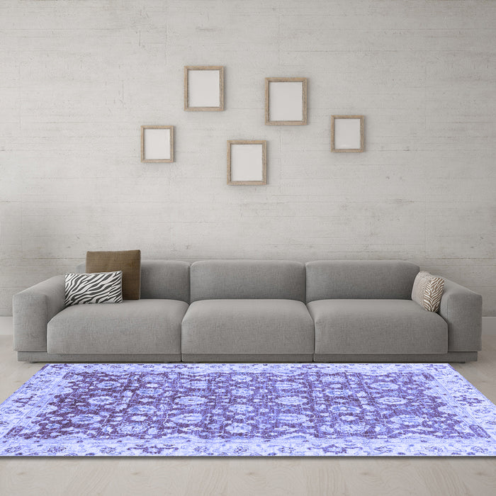 Machine Washable Oriental Blue Modern Rug in a Living Room, wshabs3936blu