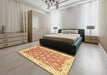 Machine Washable Abstract Chrome Gold Yellow Rug in a Bedroom, wshabs3936