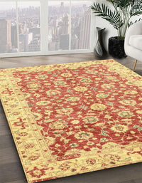 Abstract Chrome Gold Yellow Oriental Rug, abs3936