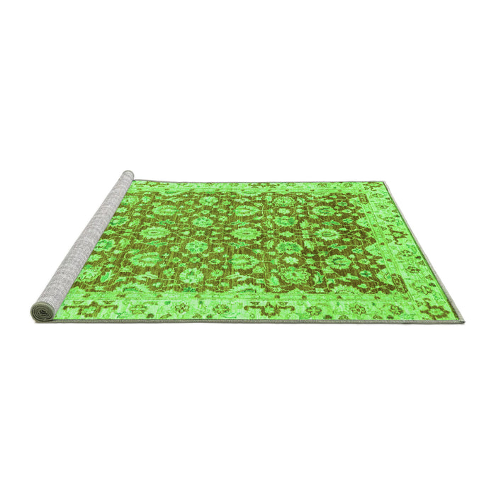 Sideview of Machine Washable Oriental Green Modern Area Rugs, wshabs3936grn