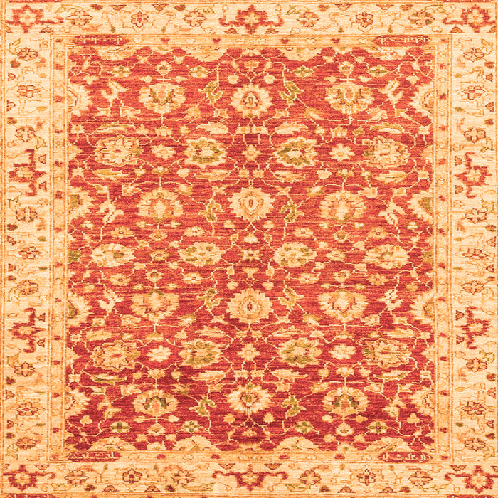 Square Machine Washable Oriental Orange Modern Area Rugs, wshabs3936org
