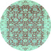 Round Oriental Light Blue Modern Rug, abs3936lblu