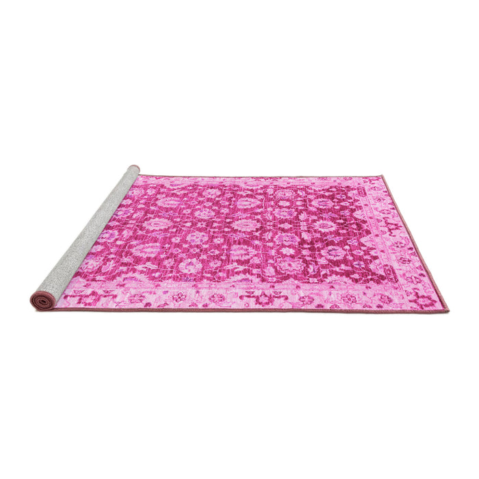Sideview of Machine Washable Oriental Pink Modern Rug, wshabs3936pnk