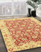 Abstract Chrome Gold Yellow Oriental Rug in Family Room, abs3936