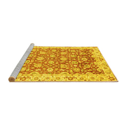 Sideview of Machine Washable Oriental Yellow Modern Rug, wshabs3936yw