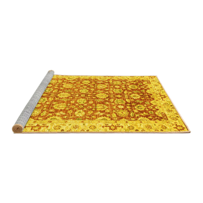 Sideview of Machine Washable Oriental Yellow Modern Rug, wshabs3936yw