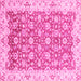 Square Machine Washable Oriental Pink Modern Rug, wshabs3936pnk