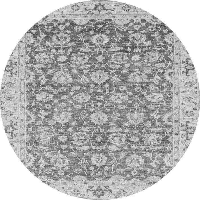 Round Machine Washable Oriental Gray Modern Rug, wshabs3936gry