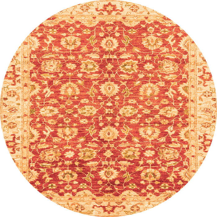 Round Machine Washable Oriental Orange Modern Area Rugs, wshabs3936org