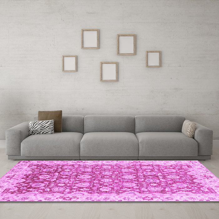 Machine Washable Oriental Purple Modern Area Rugs in a Living Room, wshabs3936pur