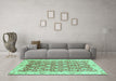 Machine Washable Oriental Turquoise Modern Area Rugs in a Living Room,, wshabs3936turq