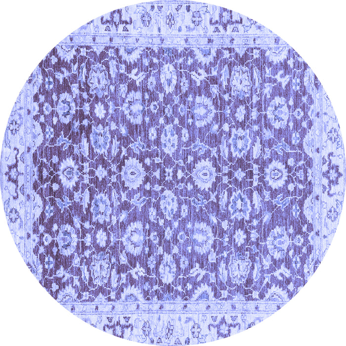 Round Machine Washable Oriental Blue Modern Rug, wshabs3936blu