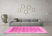 Machine Washable Oriental Pink Modern Rug in a Living Room, wshabs3936pnk