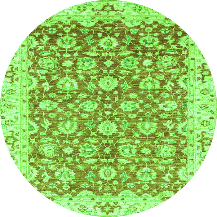 Round Machine Washable Oriental Green Modern Area Rugs, wshabs3936grn