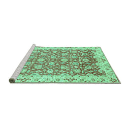 Sideview of Machine Washable Oriental Turquoise Modern Area Rugs, wshabs3936turq