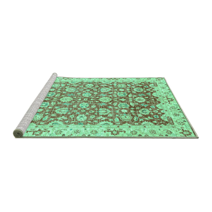 Sideview of Machine Washable Oriental Turquoise Modern Area Rugs, wshabs3936turq