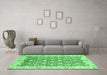 Machine Washable Oriental Emerald Green Modern Area Rugs in a Living Room,, wshabs3936emgrn