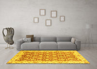 Machine Washable Oriental Yellow Modern Rug, wshabs3936yw