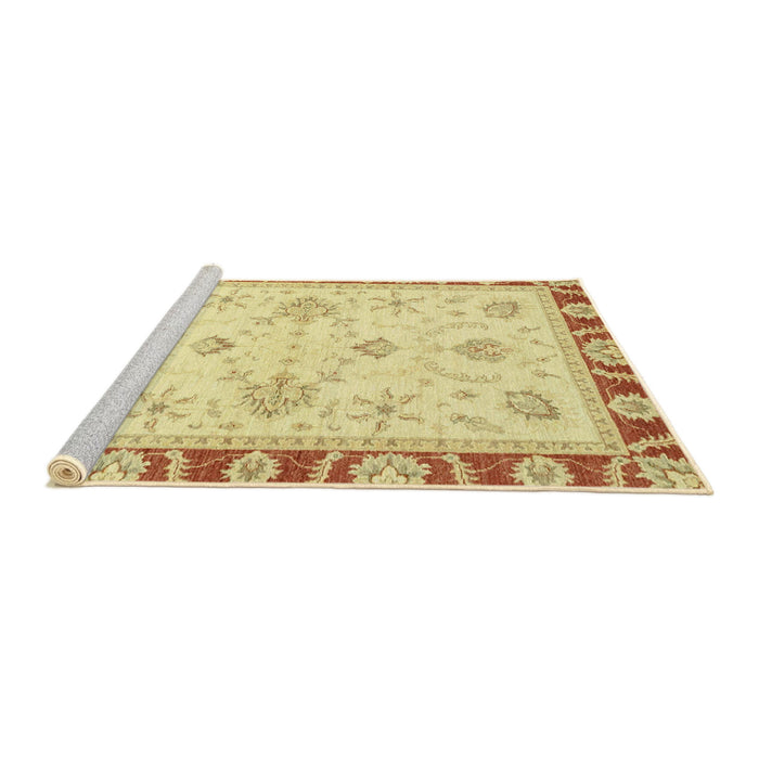 Sideview of Machine Washable Abstract Yellow Rug, wshabs3937