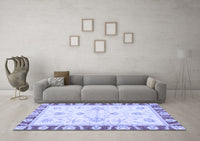 Machine Washable Oriental Blue Modern Rug, wshabs3937blu