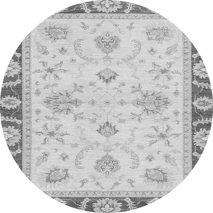 Round Machine Washable Oriental Gray Modern Rug, wshabs3937gry