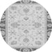 Round Machine Washable Oriental Gray Modern Rug, wshabs3937gry