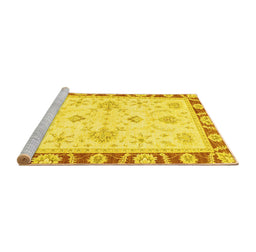 Sideview of Machine Washable Oriental Yellow Modern Rug, wshabs3937yw