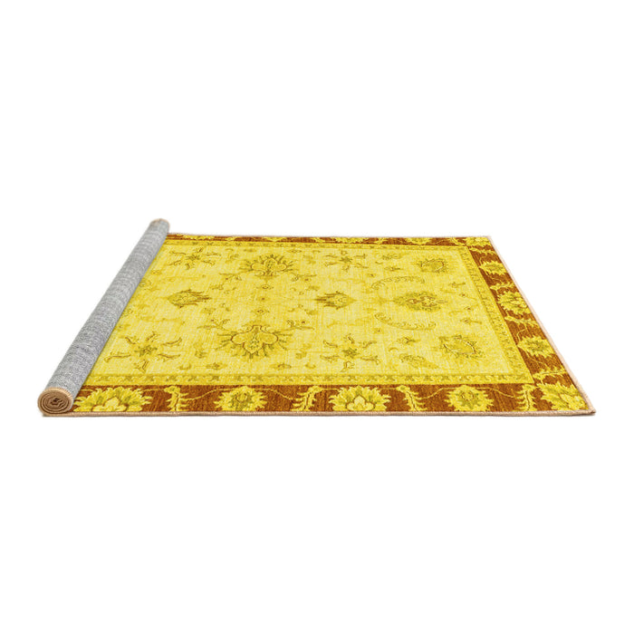 Sideview of Machine Washable Oriental Yellow Modern Rug, wshabs3937yw