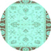 Round Oriental Light Blue Modern Rug, abs3937lblu