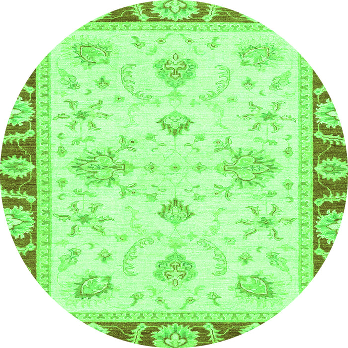 Round Machine Washable Oriental Green Modern Area Rugs, wshabs3937grn