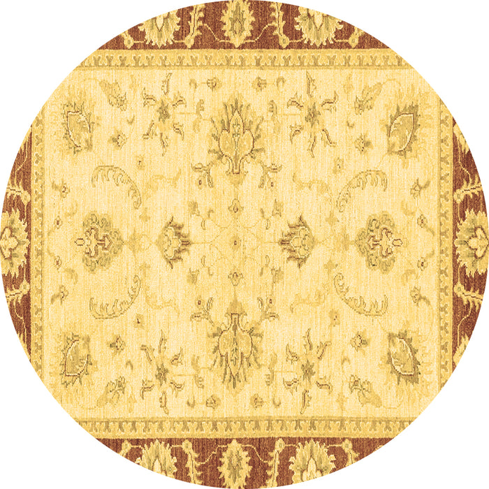 Round Machine Washable Oriental Brown Modern Rug, wshabs3937brn