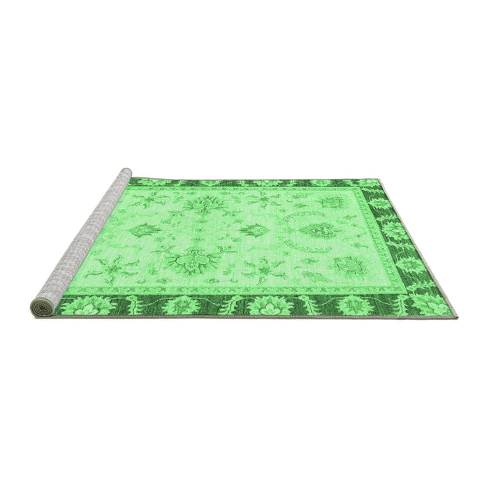 Sideview of Machine Washable Oriental Emerald Green Modern Area Rugs, wshabs3937emgrn