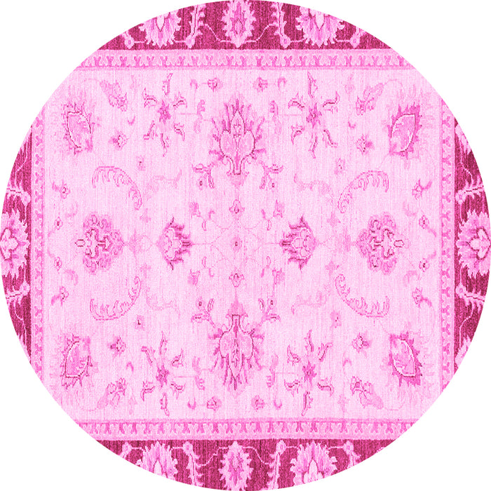 Round Oriental Pink Modern Rug, abs3937pnk
