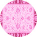 Round Oriental Pink Modern Rug, abs3937pnk