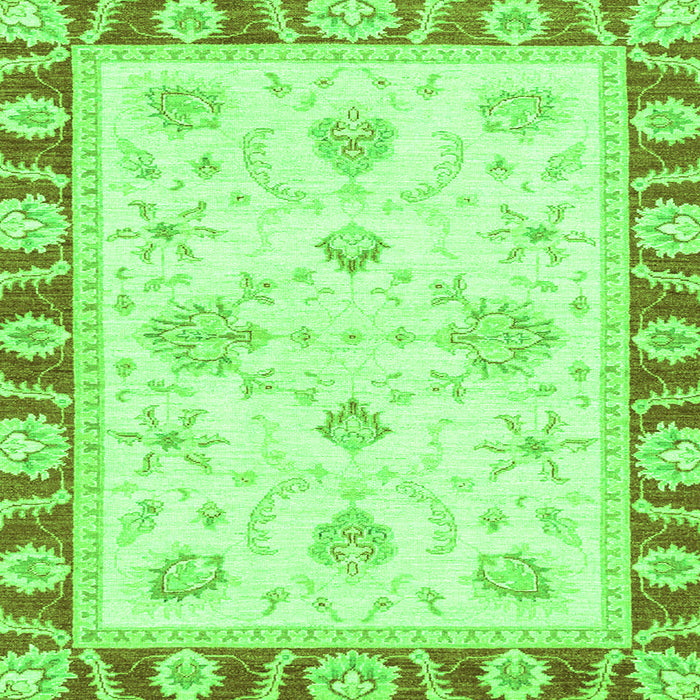 Square Machine Washable Oriental Green Modern Area Rugs, wshabs3937grn