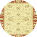 Round Abstract Yellow Oriental Rug, abs3937