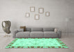 Machine Washable Oriental Turquoise Modern Area Rugs in a Living Room,, wshabs3937turq