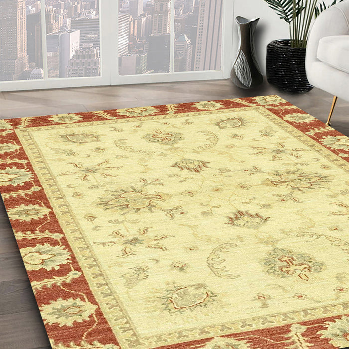 Machine Washable Abstract Yellow Rug in a Family Room, wshabs3937