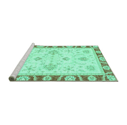 Sideview of Machine Washable Oriental Turquoise Modern Area Rugs, wshabs3937turq