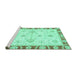 Sideview of Machine Washable Oriental Turquoise Modern Area Rugs, wshabs3937turq