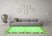 Machine Washable Oriental Green Modern Area Rugs in a Living Room,, wshabs3937grn