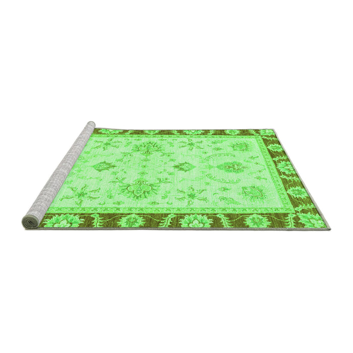Sideview of Machine Washable Oriental Green Modern Area Rugs, wshabs3937grn