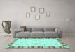 Machine Washable Oriental Light Blue Modern Rug in a Living Room, wshabs3937lblu