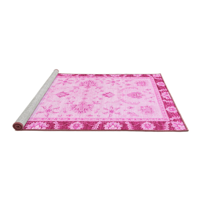 Sideview of Machine Washable Oriental Pink Modern Rug, wshabs3937pnk