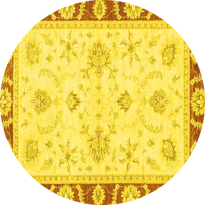 Round Oriental Yellow Modern Rug, abs3937yw