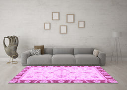 Machine Washable Oriental Purple Modern Area Rugs in a Living Room, wshabs3937pur