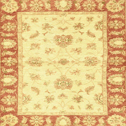 Square Abstract Neon Yellow Oriental Rug, abs3938