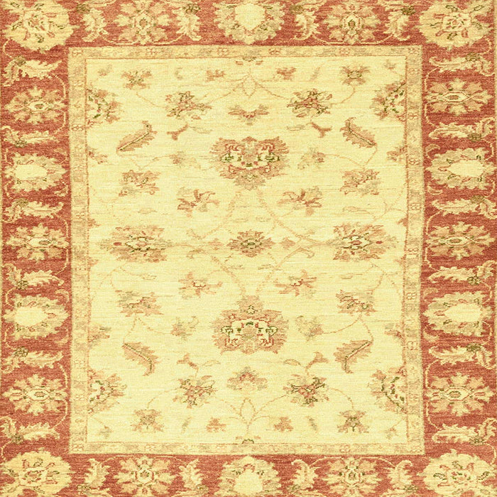 Square Abstract Neon Yellow Oriental Rug, abs3938