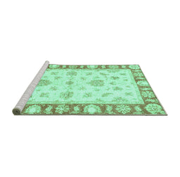 Sideview of Machine Washable Oriental Turquoise Modern Area Rugs, wshabs3938turq